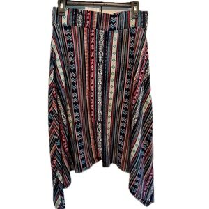 Maurices Knit Skirt Striped Sharkbite High Low Hem, Sz M